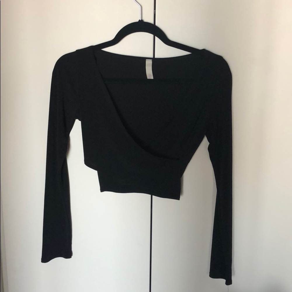 Criss Cross Front Black Crop Top